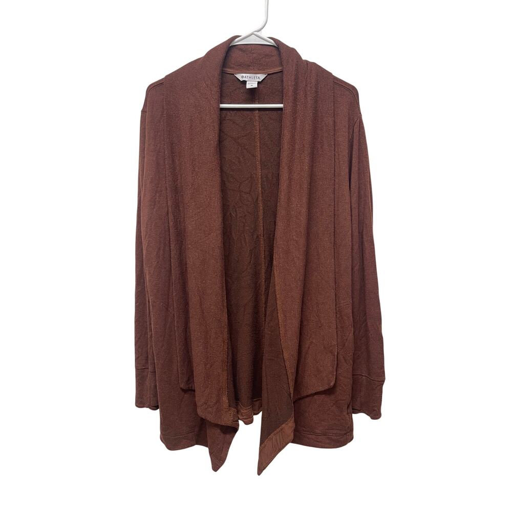 Athleta pranayama restore wrap cardigan sweater auburn brown medium